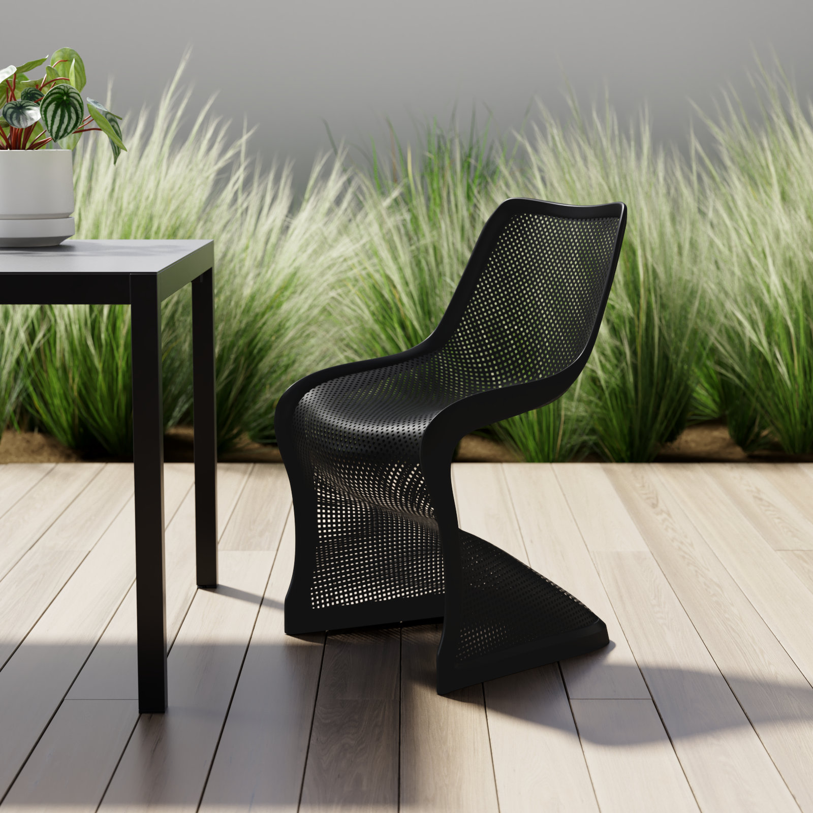 Spector Stackable Patio Side Chair, Black