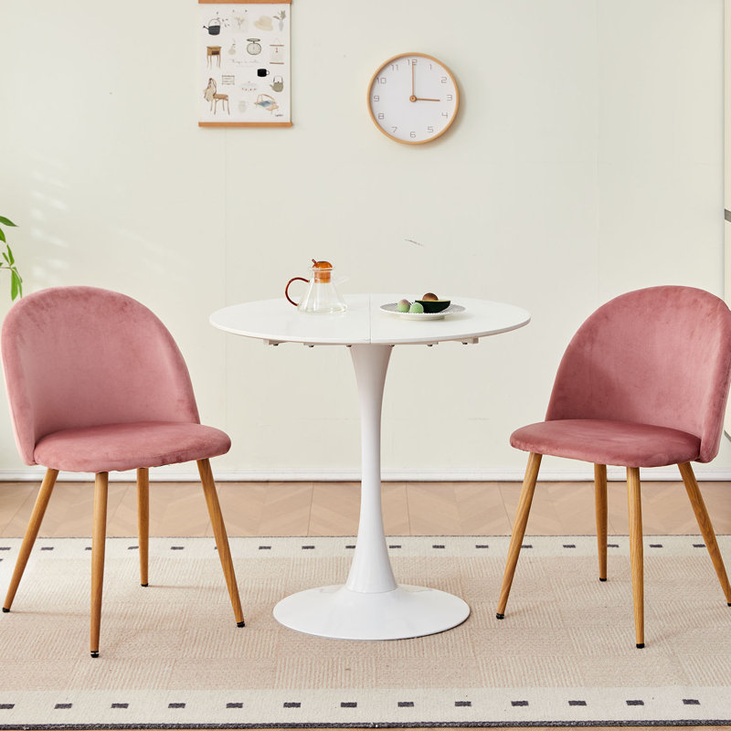 Mcburney 43cm H Velvet Upholstered Metal Side Chair, Pink