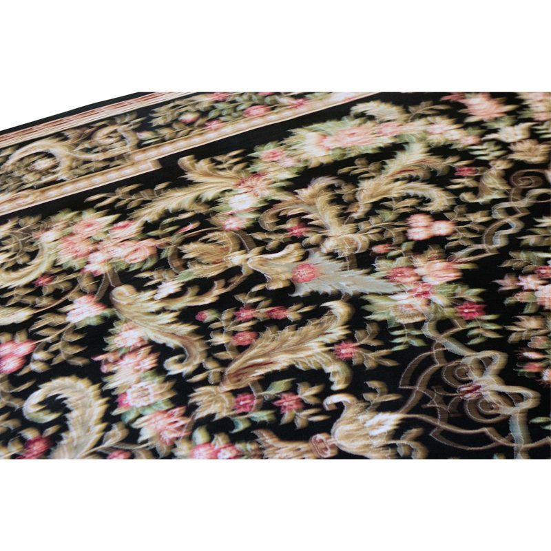 High-Quality Hand-Knotted Black Area Rug