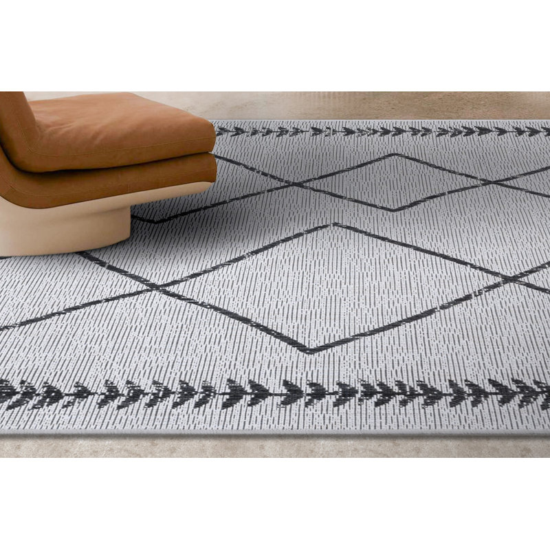 Élégant tapis tissé à la machine, 6,6 x 9,5 pi, 100% sisal, hauteur des poils: 0,2 po | Base en jute durable, 96 000 points de fil | Design noir et blanc | Facile à nettoyer, facile à nettoyer, idéal pour les salons et les bureaux