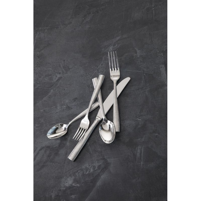 Polished Stainless Steel 5-Piece Flatware Set for One