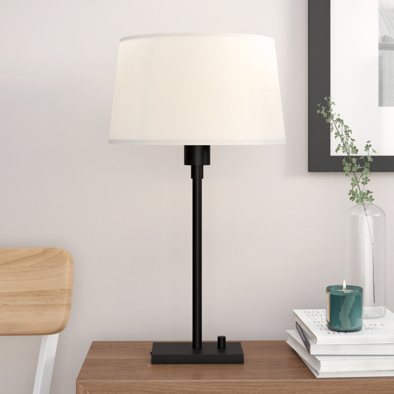 Real Simple Metal Lamp, Matte Black Powder Coat, Off-White Snowflake
