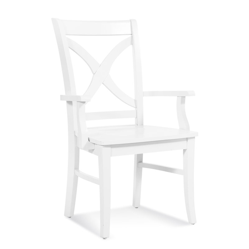 Hues 18'' H Solid Wood Armchair, Frost White