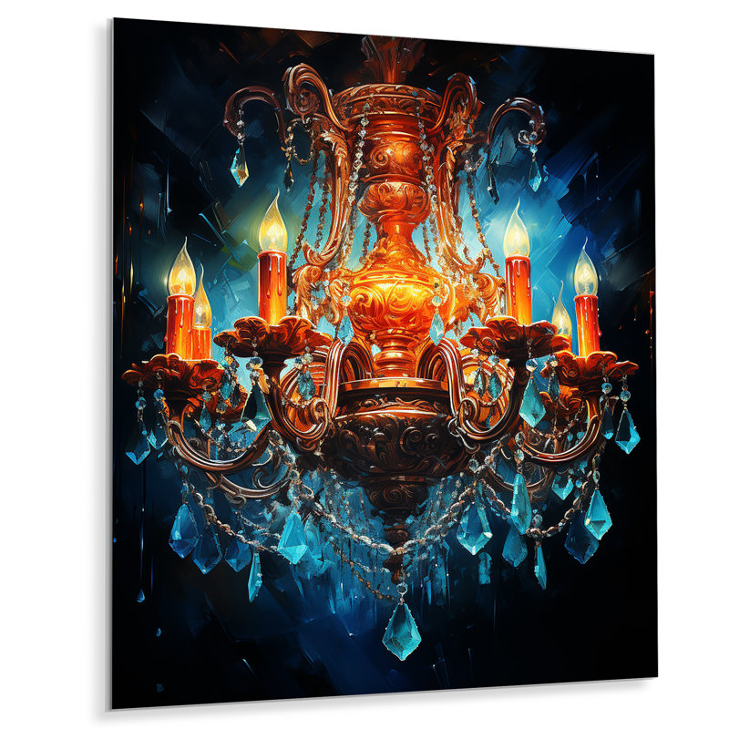 Lustre bleu cristallin Luminary Elegance - lustre en métal, art mural, H 20 po x l 12 po x P 1 po