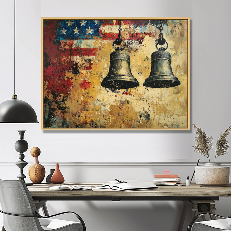 Lachan - Patriotiste américain, art mural, H 12 po x l 20 po, Impression encadrée flottante, Crème