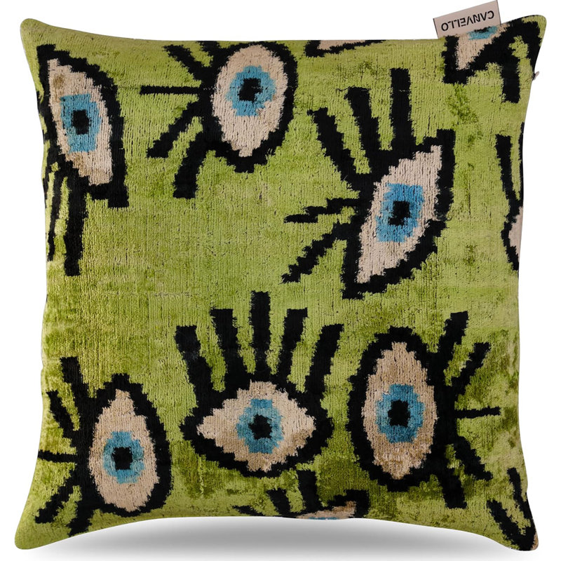 Velvet Square Pillow Cover & Insert, Green
