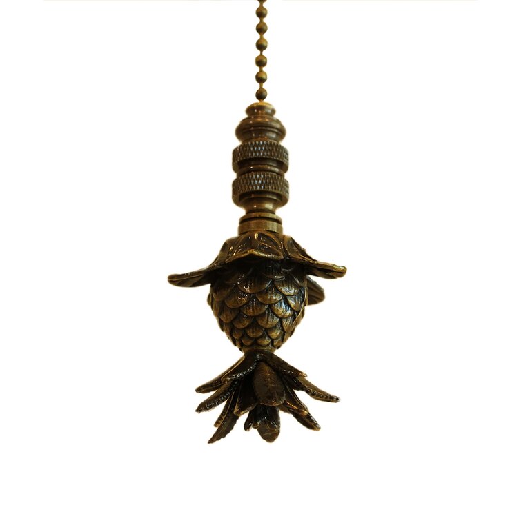 Home Concept Blooming Pineapple Ceiling Fan Pull,3H With 12 Antiqued Brass  Chain