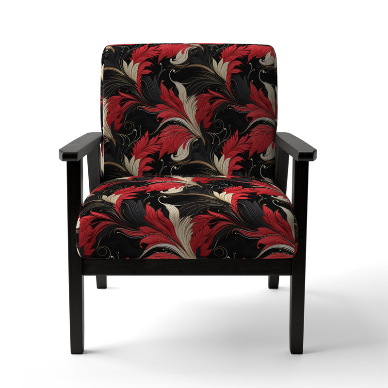 Fauteuil d'appoint rembourré rouge, rouge et noir Hollywood Glam Floral