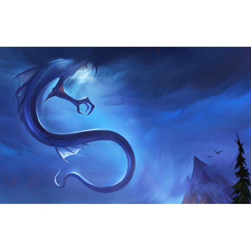 Murale pelez et collez de qualité supérieure - Vol de dragon mystique, L 108 po x l 150 po