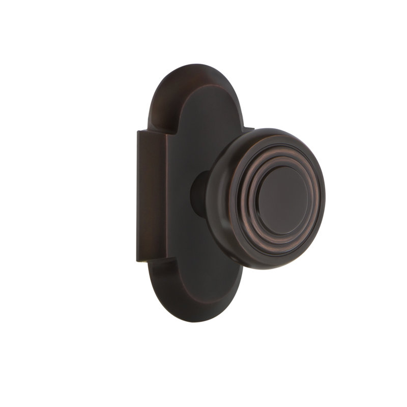 Cottage Plate with Deco Door Knob, 2 3/8, Timeless Bronze