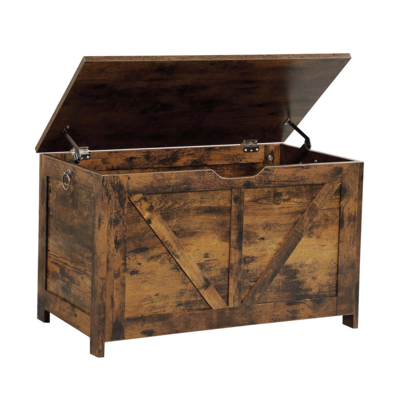 Banc de rangement rustique avec rangement spacieux et facile à assembler, parfait pour le vestibule et l'organisation de la chambre à coucher.