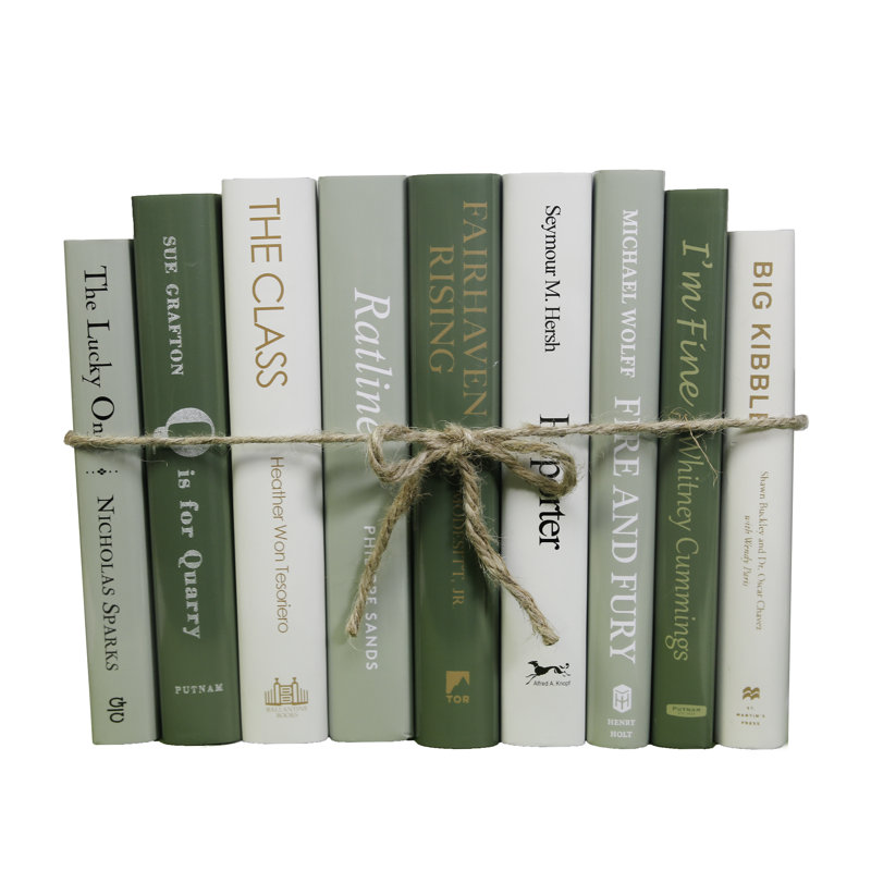 Livres décoratifs - Ensemble de livres pour jaquette crème Ivy - 1 pied de livres verts et crème