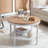 Vintage Brown Round Farmhouse Coffee Table, 2-Tier Storage-572233947-603608885