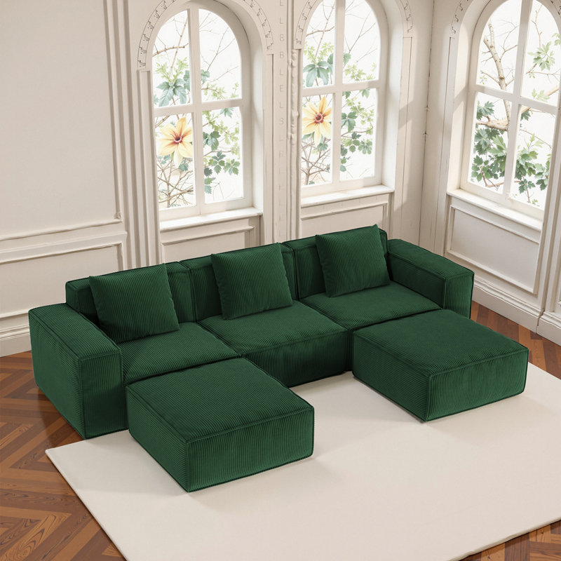 Le canapé modulaire de 118 pouces peut être converti en un canapé-lit surdimensionné., Vert