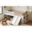 Structure de lit simple Lit simple avec tablette de rangement, avec glissière et échelle, lit plateforme avec garde-corps, aucun sommier requis, assemblage facile, blanc-595197888