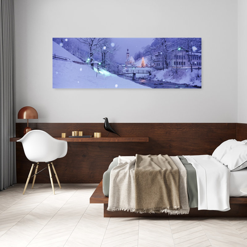 Hiver Ramsau, Allemagne, art abstrait contemporain, H 20 po x l 60 po