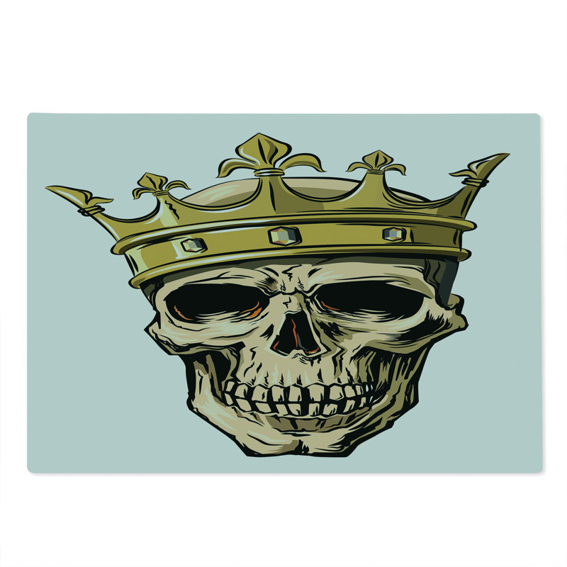 Ambesonne King Cutting Board Large Size Skeleton Head with Crown Multicolor