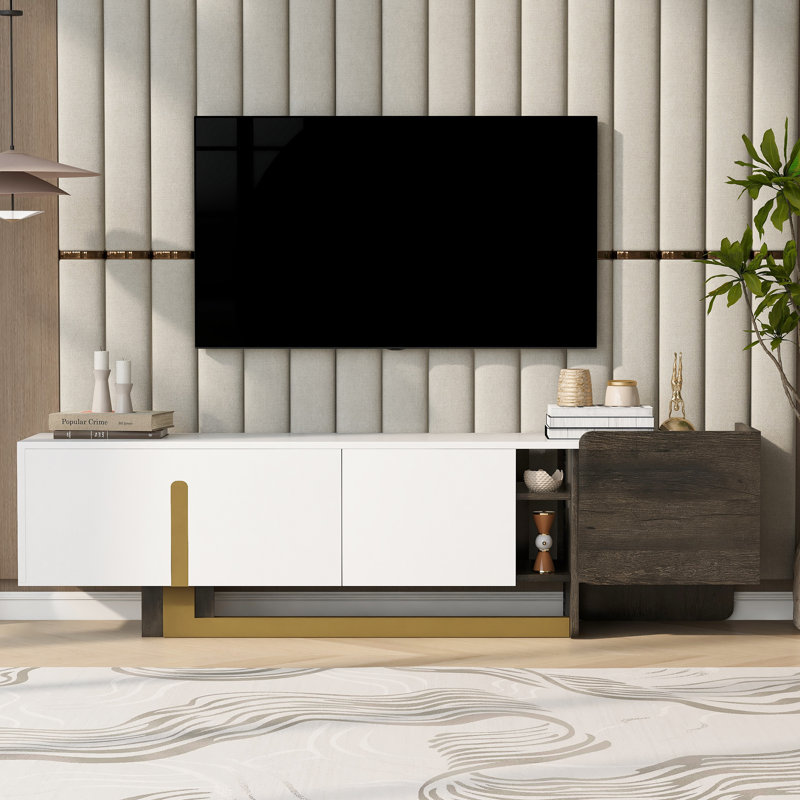 TV Stand For Tvs Up To 70", White/Black