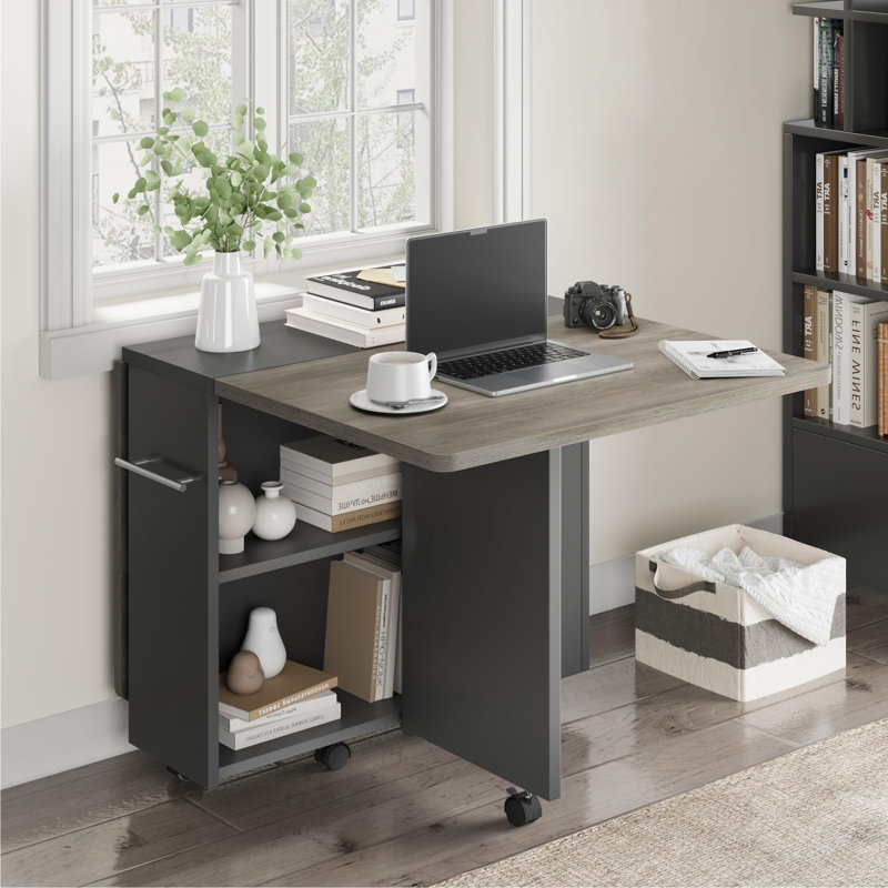Daejuan Dining Table, 29.5" H x 23.6" L x 47.2" D, Charcoal Gray/Black