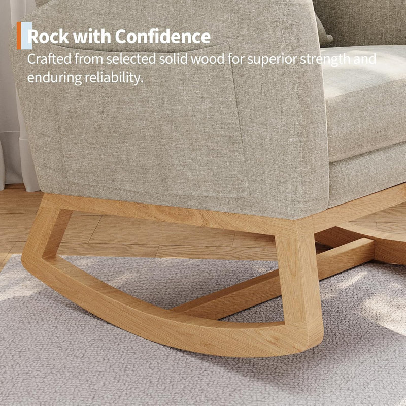 Chaise berçante en lin avec repose-pieds, fauteuil de chambre de bébé, gris