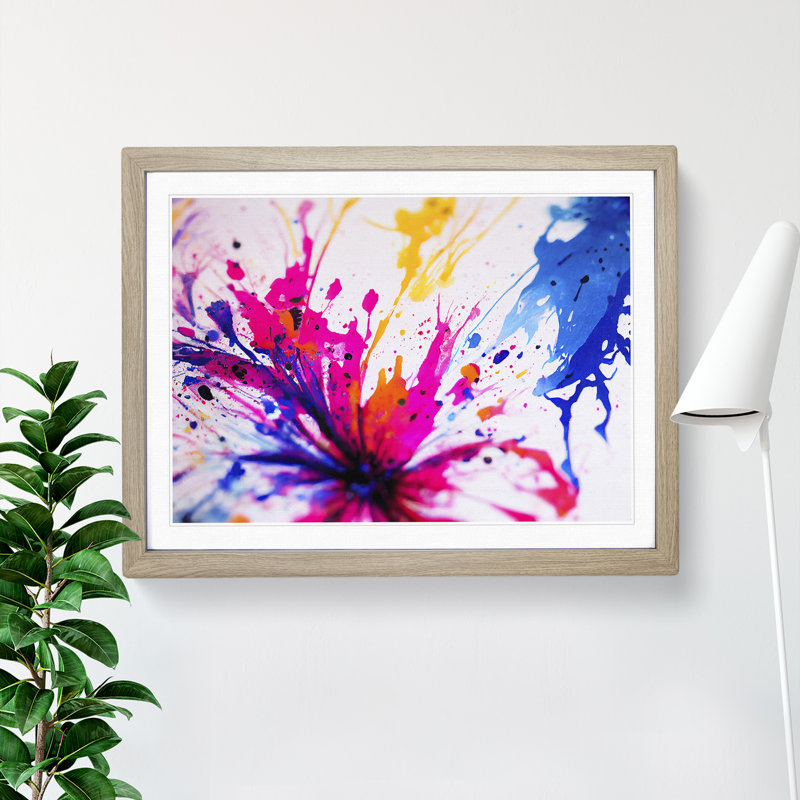 Flower Splash Vol.4 Abstract - Framed Print, 46cm H x 64cm W x 2cm D, Oak