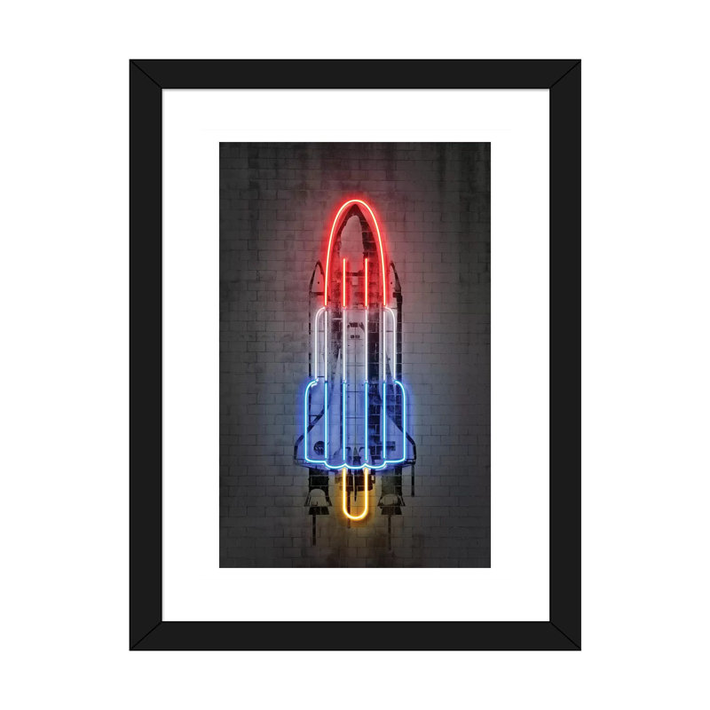 «Rocket» - Imprimé, H 24 po x l 16 po x P 1 po, Papier beaux-arts encadré noir