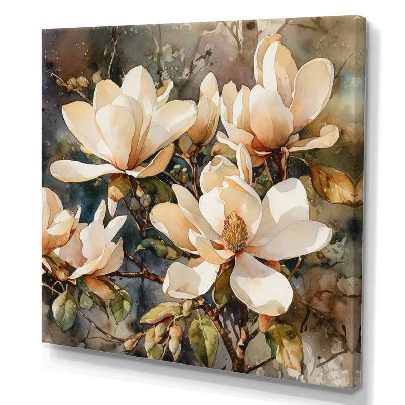 «Cream Magnolia Symphony», reproduction d'art sur toile, H 30 po x l 30 po x P 1 po, Toile tendue