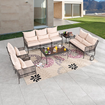 Aalaysia 9-Piece Outdoor Wicker Conversation Set