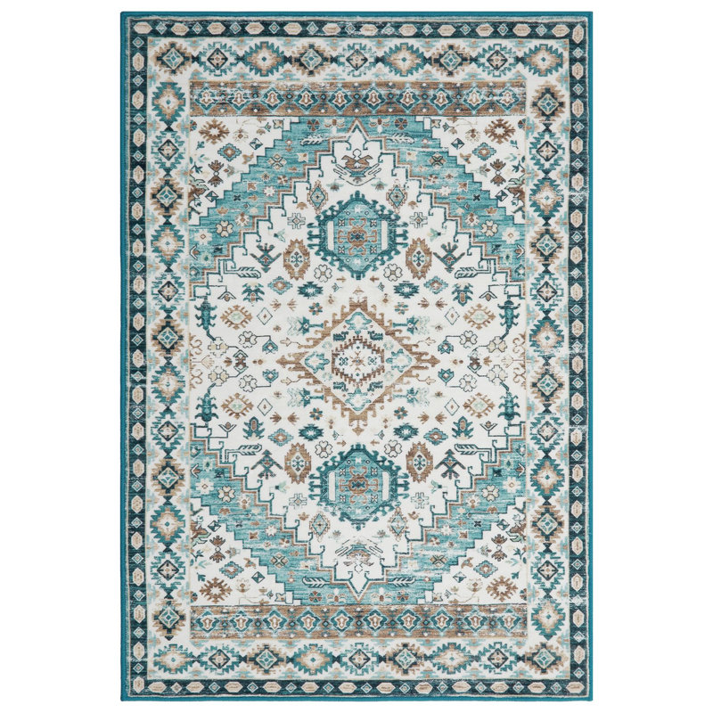 Rectangle Abstract Washable Area Rug, Green, Rectangle 200 x 290 cm