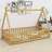 Modern Tent-Shaped Teepee Floor Bed With Guardrails, Slats And Door-440176187-440176184