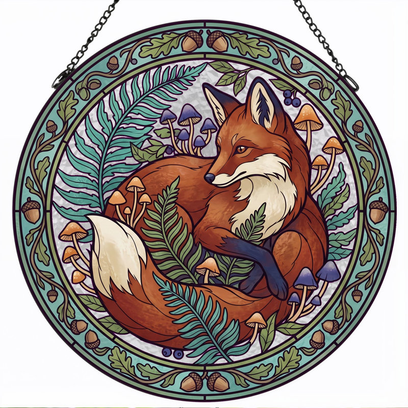 Panneau de vitrail Fox Fern, H 12 po