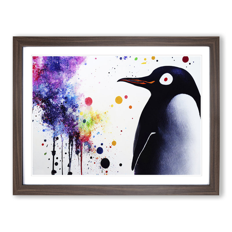 XH1022-6881X Penguin Splash Vol.2 - Single Picture Frame Print, 46cm H x 64cm W x 2cm D, Walnut Framed
