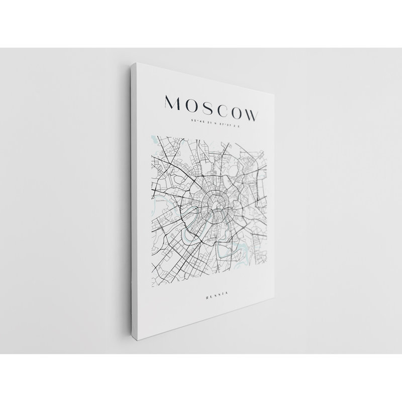 «Moscow Map Print», reproduction sur toile, H 24 po x l 16 po