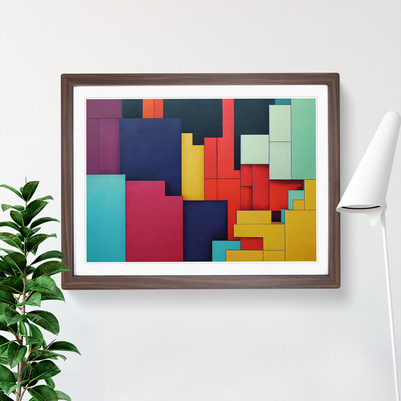 Abstract Block Colour Vol.4 - Framed Print, 34cm H x 46cm W x 2cm D, Walnut