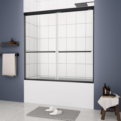 Bathtub Bypass Shower Door, Sliding Door, With 1/4" Tempered Glass 56-60"X58"