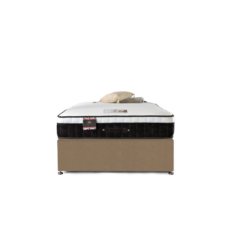 Aspelare Pocketsprung Divan Bed Set, Super King (6'), 4 Drawers, Mink Plush Velvet