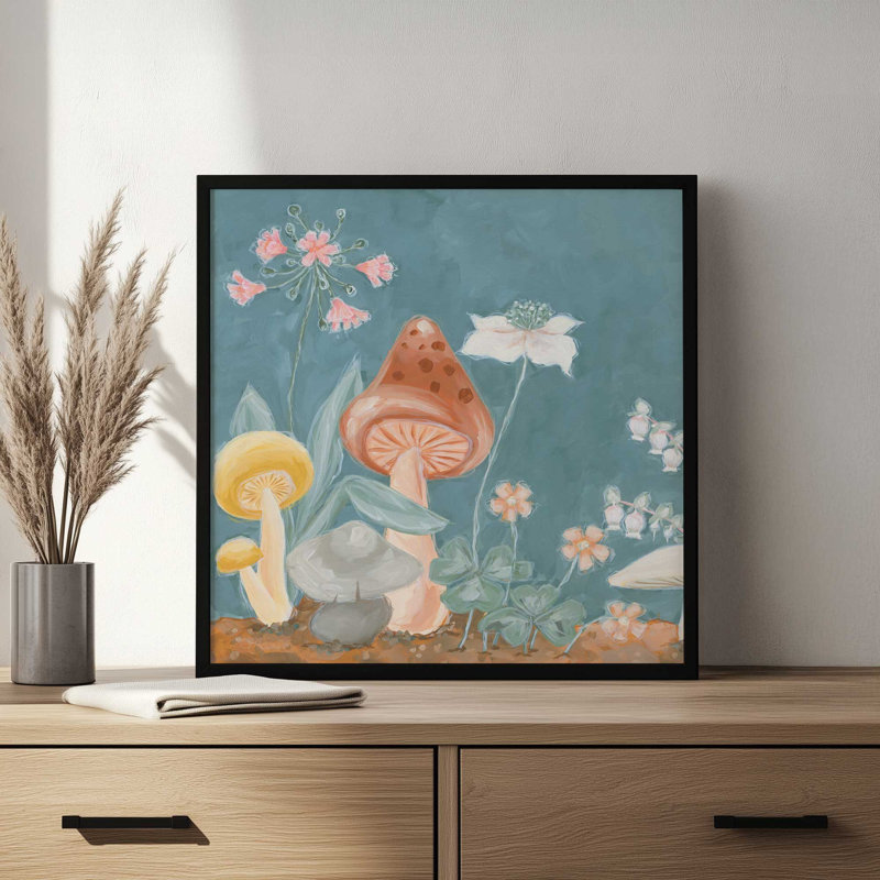 «Honey Bloom Mushroom» par Hollihocks, reproduction d'art, L 20 po x H 20 po, Érable, Impression encadrée