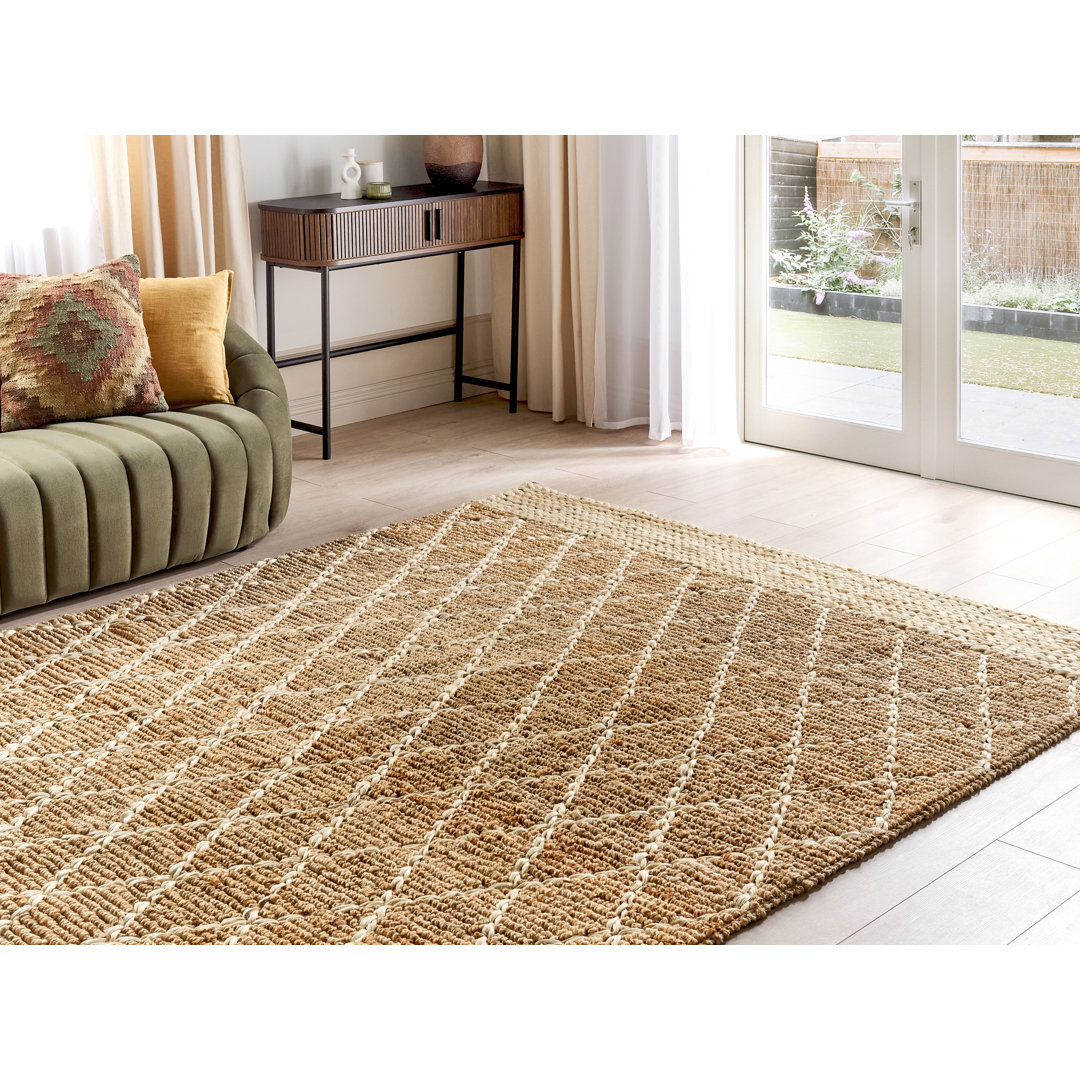 Handgefertigter Flachgewebe-Teppich Alexzandria in Beige