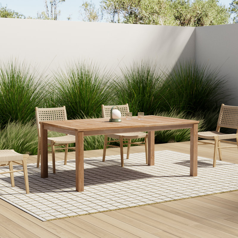Sylva Rectangular Teak Outdoor Dining Table With Umbrella Hole , 72'' in. W 42'' in. D
