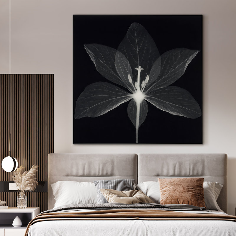 Très grande reproduction d'art sur toile - Art floral botanique, décoration pour salon ou chambre à coucher - «Assemblage requis du cadre (cadre non fini)»