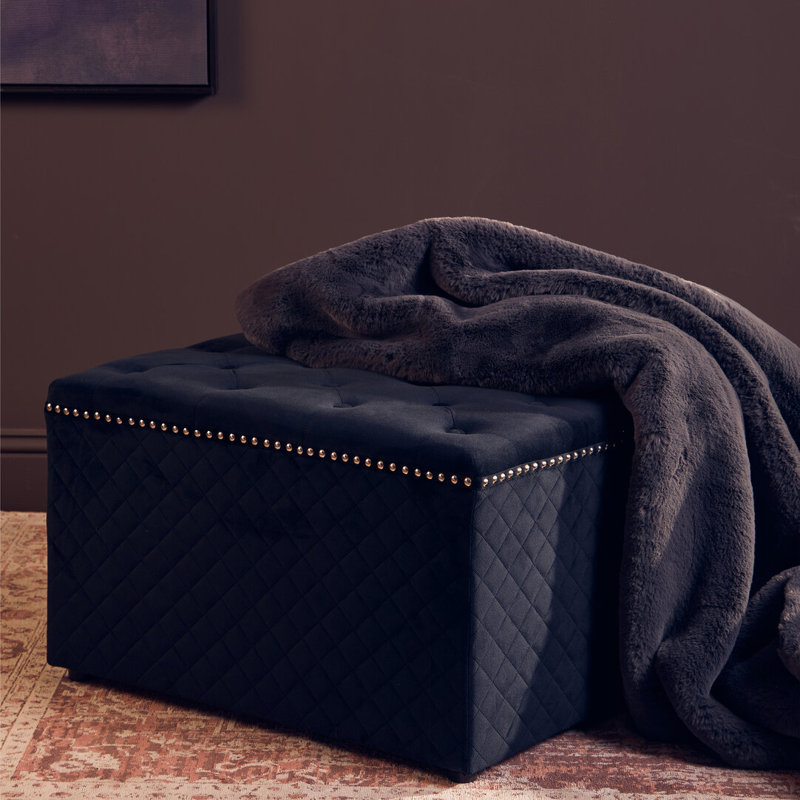69cm Wide Velvet Standard Ottoman, Black