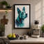 Attentive Dog in Teal Modern 1 Piece Wrapped Canvas Wall Art-777944327-777944381