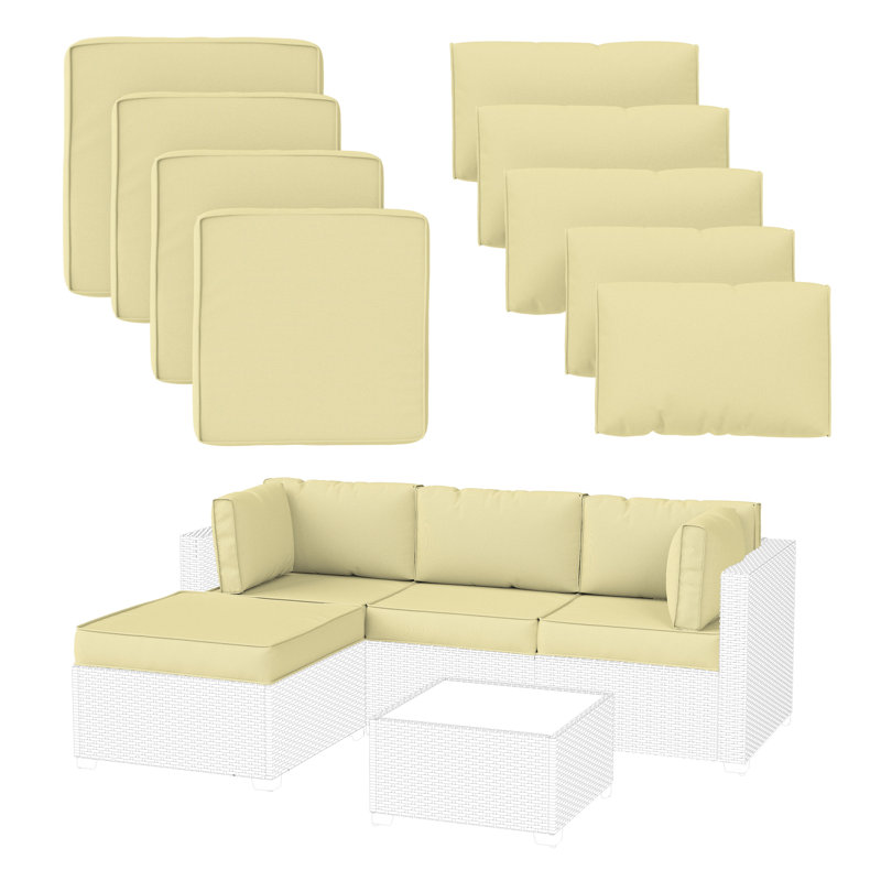 Wynee 9Pcs Outdoor Cushions Patio Sectional Cushions Replacement Set For 3 Seats, Cushions Only (Set Of 3 Seats , 3 Backs , 2 Short Backs , 1 Ottoman Cushions)