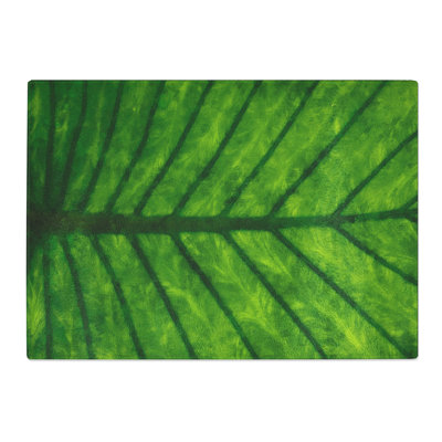 Tempered Glass Green Leaf Lines Chopping Board
