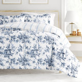 Stone All Season Down-Alternative Comforter Set in Cabbage Rose Stripe