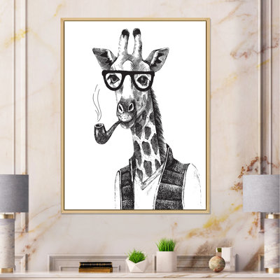 Portrait de girafe hipster - peinture sur toile