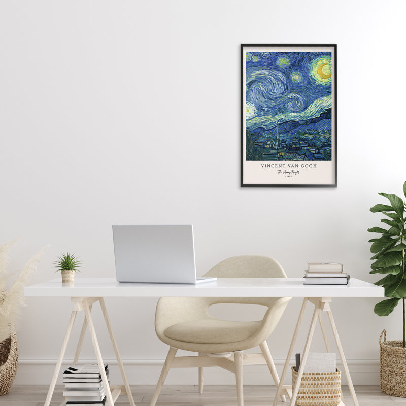 «Classic Starry Night» par Van Gogh, estampe numérique, design par Vintage Hustle, Giclée encadrée noir minuit