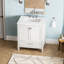 Meuble-lavabo de salle de bain 30 po, armoire en bois massif blanc avec comptoir en marbre. Flair, système de fermeture en douceur. Comptoir de meuble-lavabo 24v03-30Wh entièrement assemblé, conception chic, charnières.