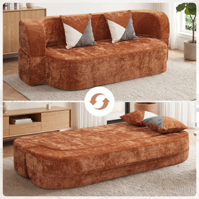 78.5"Convertible Boneless Couch with Soft Plush Fabric - No Assembly Sleeper Sofa Couch with Pillows for living room, apartment and office - compressed sofa in box