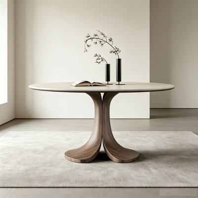 Mid-Century Round Sintered Stone Table